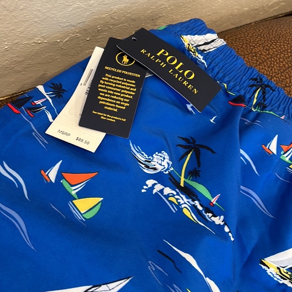 Brand New Ralph Lauren’s Polo Men’s Blue Nautical Swimwear with 3 pocket front! - Picture 5 of 9